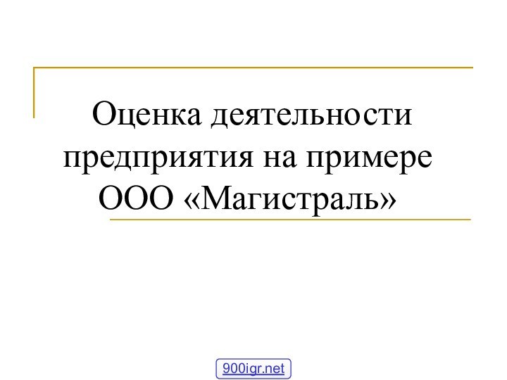 Оценка деятельности    предприятия на примере  ООО «Магистраль»