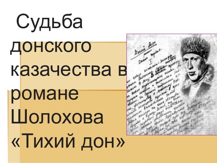 Судьба донского казачества в романе Шолохова «Тихий дон»