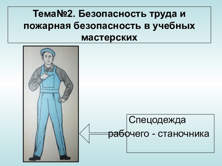 Тема№2. Безопасность труда и пожарная безопасность в учебных мастерскихСпецодежда рабочего - станочника