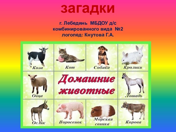 загадкиг. Лебедянь МБДОУ д/с комбинированного вида №2логопед: Кнутова Г.А.