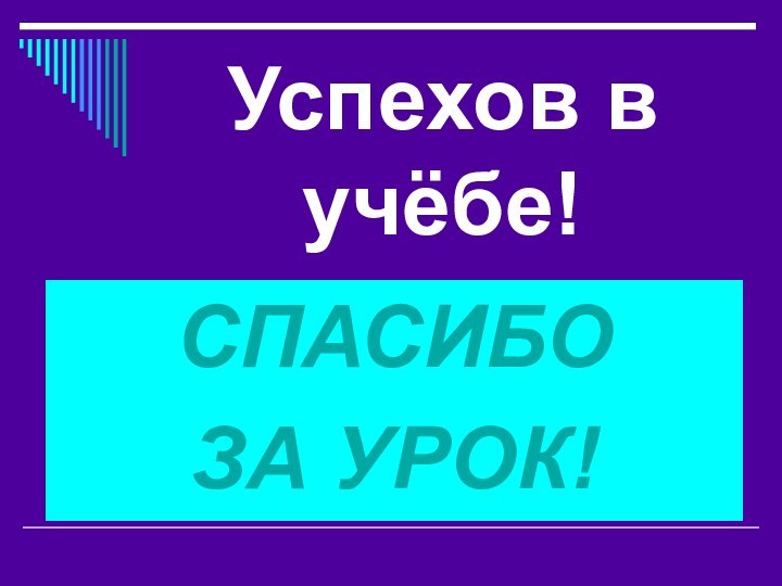 Успехов в учёбе!СПАСИБО ЗА УРОК!