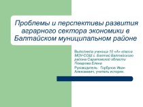 Проблемы и перспективы развития аграрного сектора экономики в Балтайском муниципальном районе