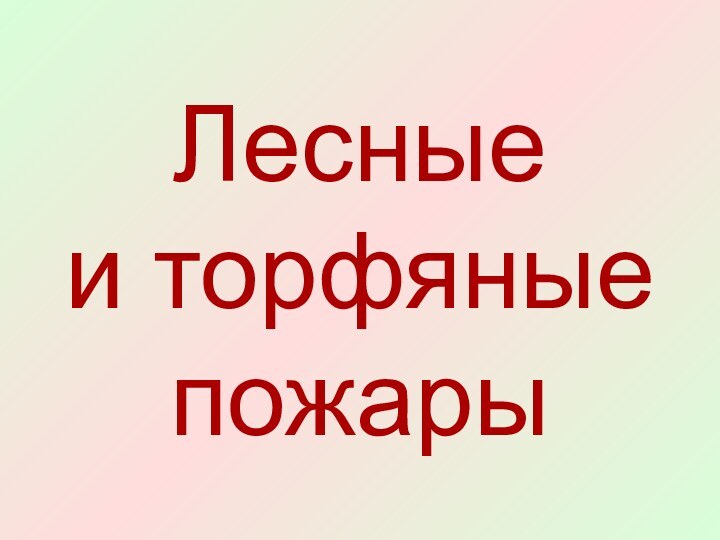 Лесные  и торфяные пожары