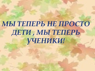 Мы теперь не просто дети , мы теперь ученики!