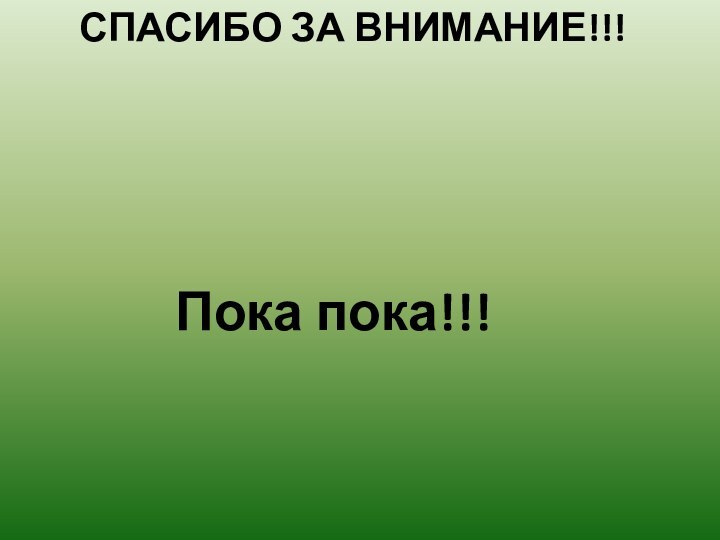 Спасибо за внимание!!!Пока пока!!!