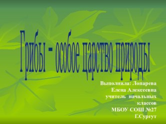 Презентация. Грибы - особое царство природы