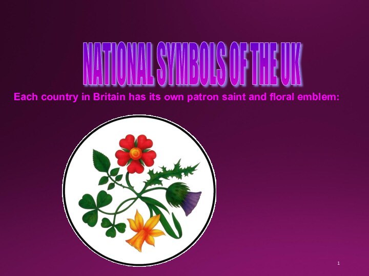​NATIONAL SYMBOLS OF THE UK Each country in Britain has its own