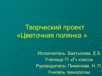 Творческий проект Цветочная полянка