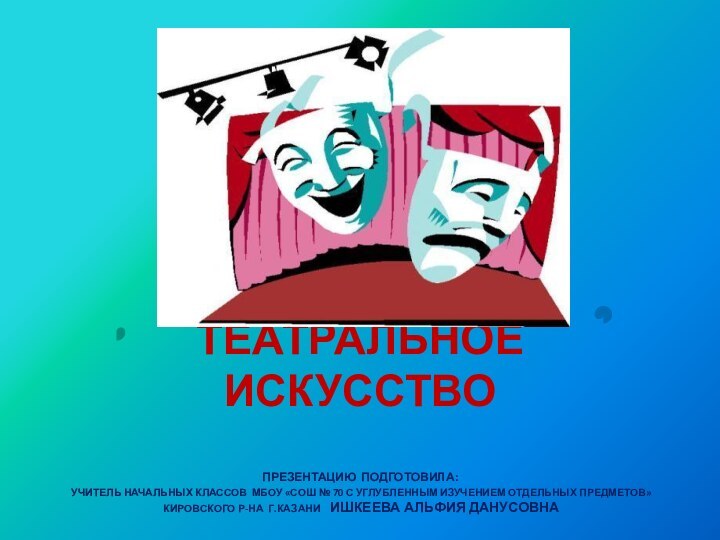 ТЕАТРАЛЬНОЕ ИСКУССТВО  презентацию подготовила:  Учитель начальных классов МБОУ «СОШ №