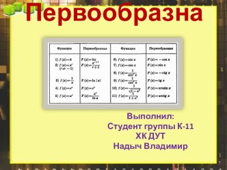 первообразная