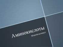 Аминокислоты Модели молекул