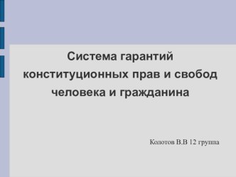 Система гарантий конституционных прав и свобод человека и гражданина