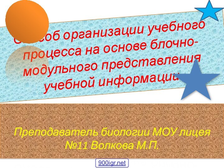 Способ организации учебного процесса на основе блочно-модульного представления учебной информации. Преподаватель биологии