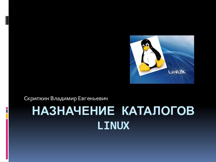 НАЗНАЧЕНИЕ КАТАЛОГОВ LINUXСкрипкин Владимир Евгеньевич