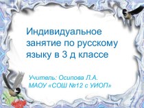 Индивидуальное занятие по русскому языку в 3 д классе