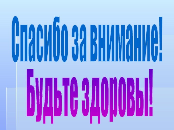 Спасибо за внимание!Будьте здоровы!