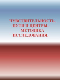 Чувствительность. Пути и центры. Методика исследования.