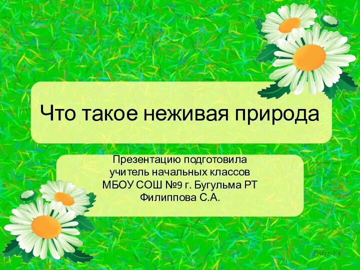 Что такое неживая природаПрезентацию подготовилаучитель начальных классовМБОУ СОШ №9 г. Бугульма РТФилиппова С.А.