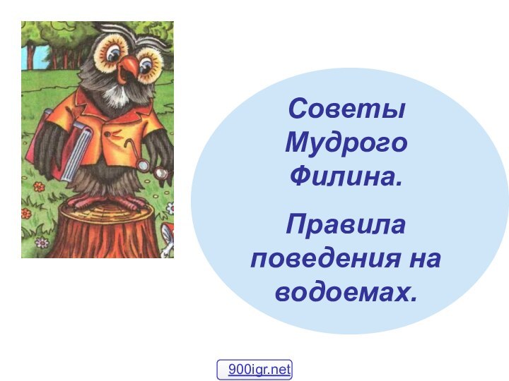 Советы Мудрого Филина.Правила поведения на водоемах.