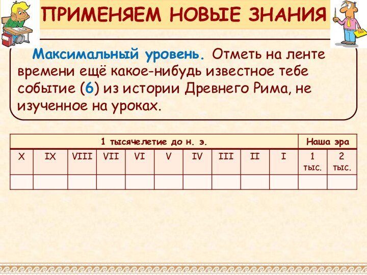 Максимальный уровень. Отметь на ленте времени ещё какое-нибудь известное тебе событие (6)