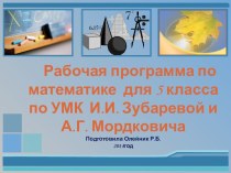 Рабочая программа по математике для 5 класса по УМК И.И. Зубаревой и А.Г. Мордковича