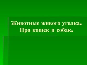 Животные живого уголка. Про кошек и собак