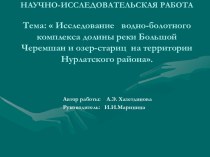 Исследование водно-болотного комплекса долины реки Большой Черемшан и озер-стариц на территории Нурлатского района