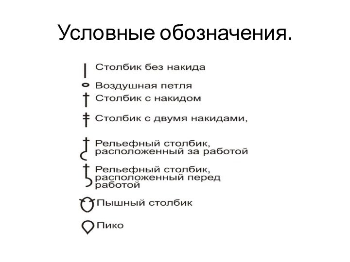 Условные обозначения.