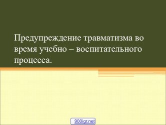 Предупреждение травматизма в школе