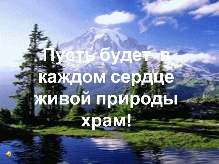 Пусть будет в каждом сердце живой природы храм!