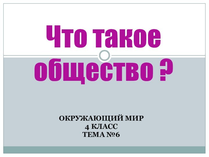 ОКРУЖАЮЩИЙ МИР4 КЛАСС ТЕМА №6Что такое  общество ?