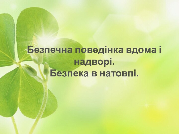 Безпечна поведінка вдома і надворі. Безпека в натовпі.