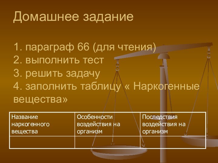 Домашнее задание  1. параграф 66 (для чтения) 2. выполнить тест 3.