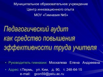 Педагогический аудит как средство повышения эффективности труда учителя