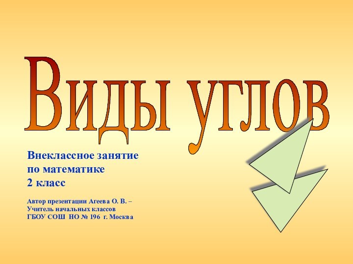 Внеклассное занятиепо математике 2 класс Автор презентации Агеева О. В. –Учитель начальных