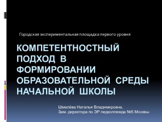 Компетентностный подход в формировании образовательной среды начальной школы