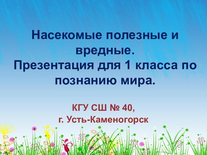 Насекомые полезные и вредные.  Презентация для 1 класса по познанию мира.КГУ