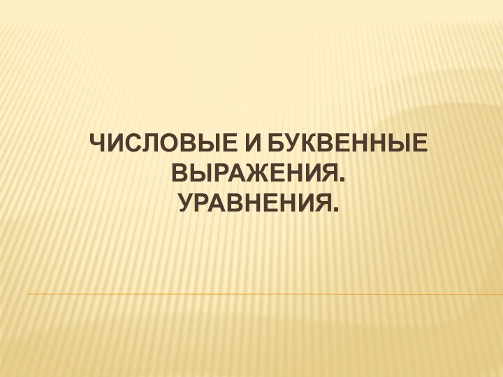 Числовые и буквенные выражения.  Уравнения.