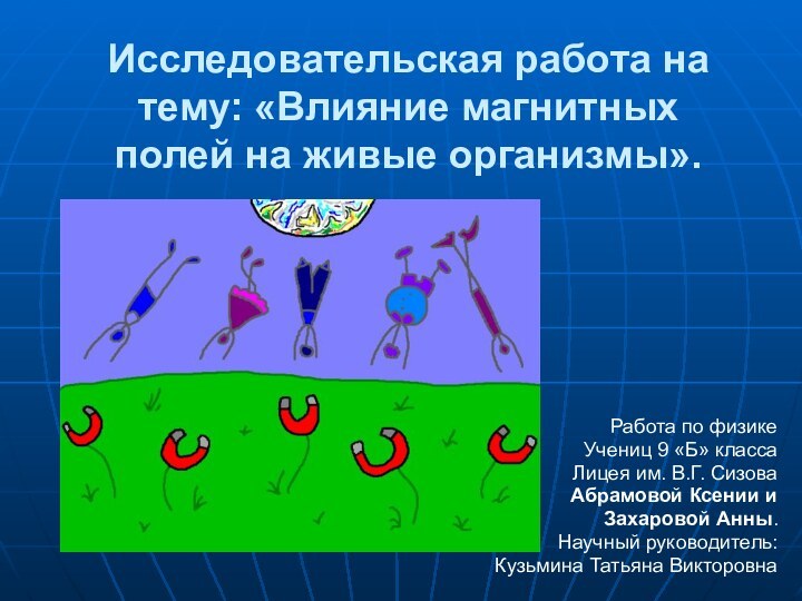 Исследовательская работа на тему: «Влияние магнитных полей на живые организмы».Работа по физикеУчениц