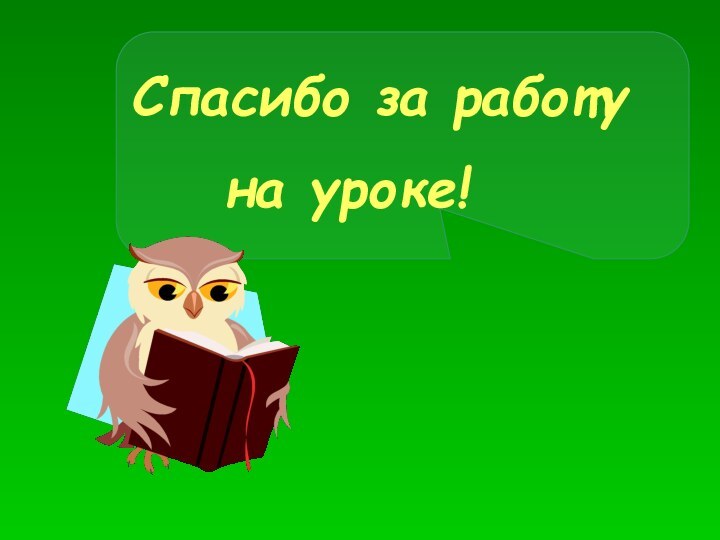 Спасибо за работу   на уроке!