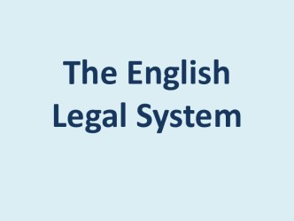 The English Legal system