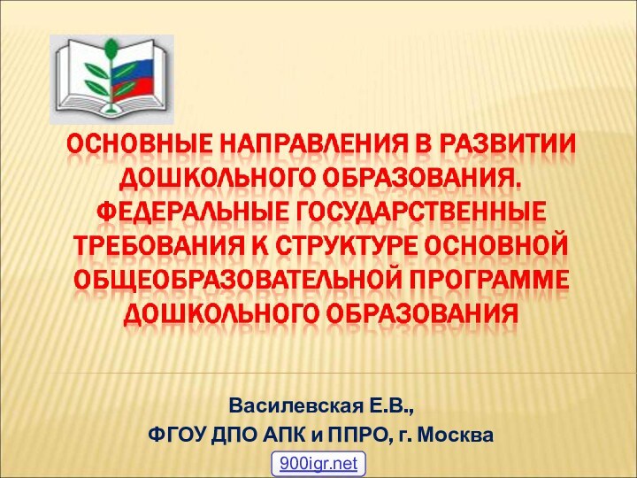 Василевская Е.В., ФГОУ ДПО АПК и ППРО, г. Москва