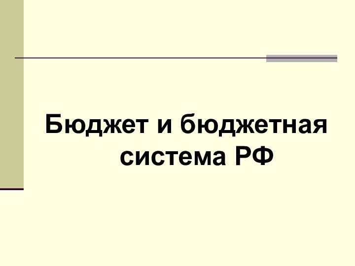 Бюджет и бюджетная система РФ