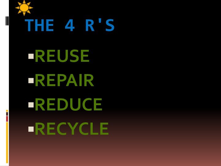 The 4 R'sReuseRepairReduce Recycle