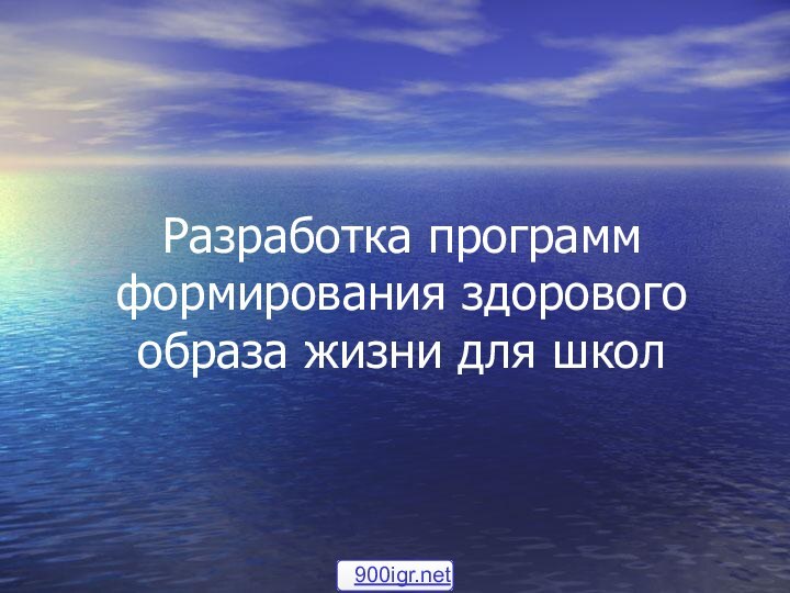 Разработка программ формирования здорового образа жизни для школ