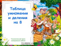 Таблица умножения и деления на 8