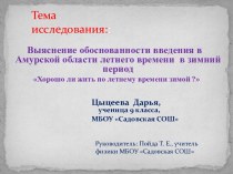 Выяснение обоснованности введения в Амурской области летнего времени в зимний период