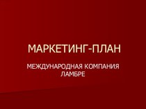 Маркетинг-план. Международная компания Lambre