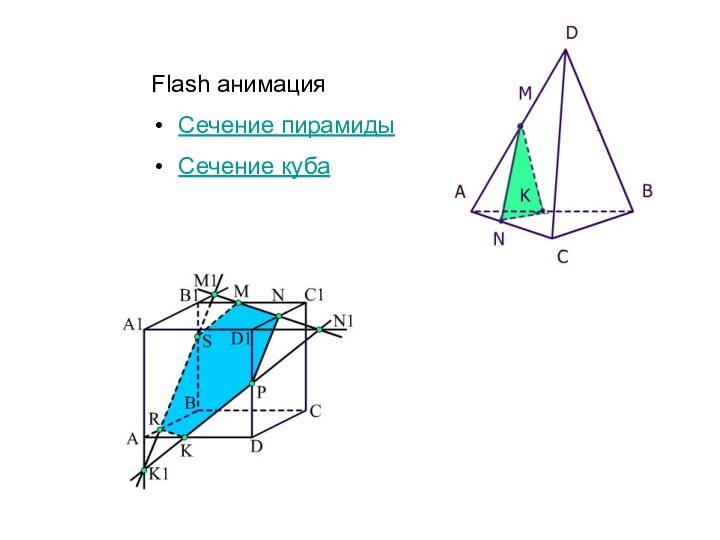 Flash анимацияСечение пирамидыСечение куба