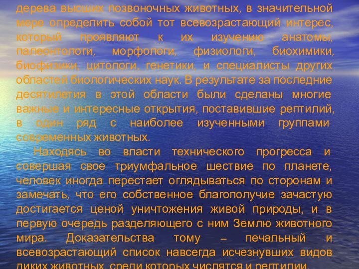 Положение рептилий, стоящих у корней родословного дерева высших позвоночных животных, в значительной